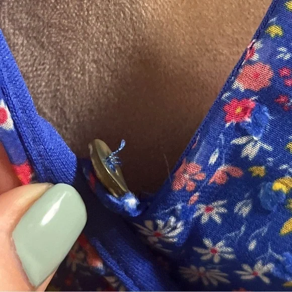 The Night Is Young Floral Dress-Cobalt Blue-Ruffled-EUC-Size Small​​​​ - Picture 10 of 11